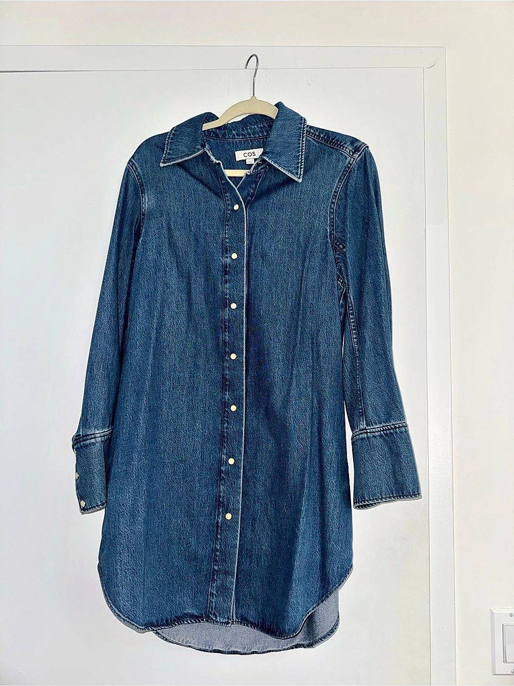COS Denim Long Sleeve Shirt Dress Blue